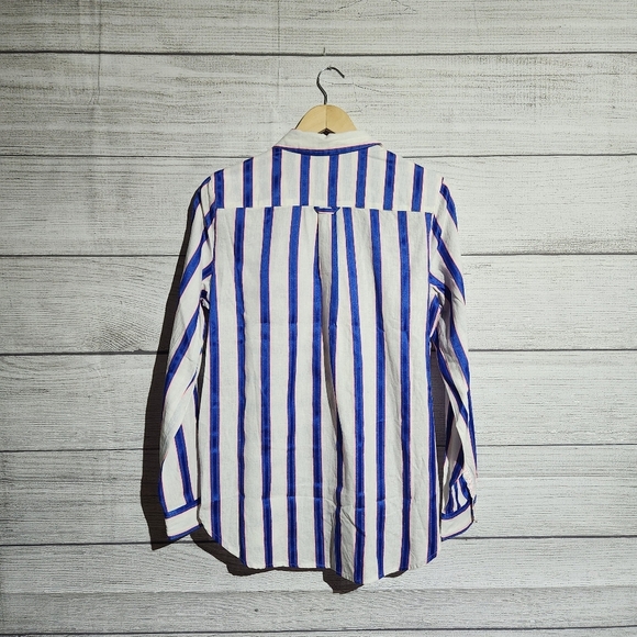 NWT Joules Blue and White Striped Linen Blend Shirt, Size 8 - Picture 10 of 10